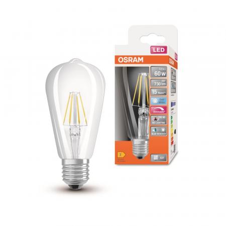 OSRAM E27 Superstar Plus LED Filament Lampe dimmbar 5,8W wie 60W 4000K universalweißes Licht - hohe Farbwiedergabe